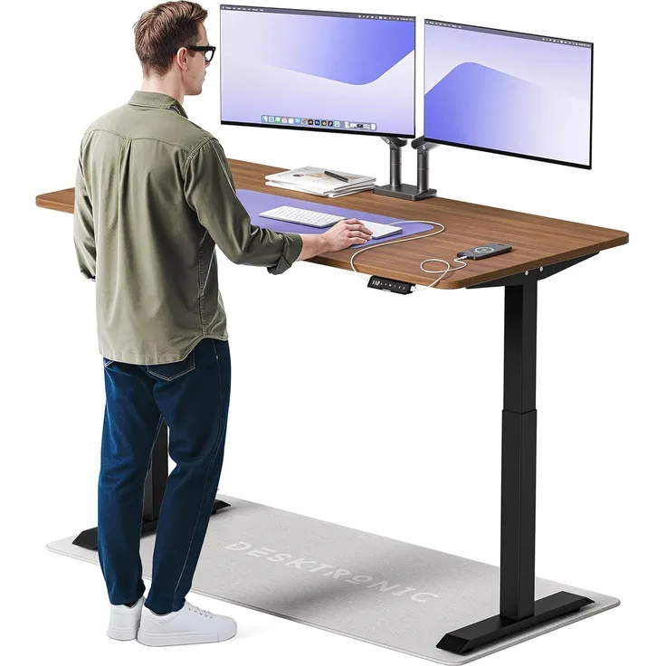 Höhenverstellbarer Schreibtisch (160x80 cm) - Sitz- & Stehpult mit Ladebuchsen - Schreibtisch Höhenverstellbar Elektrisch Touchscreen & Stahlfüßen - Schreibtisch Höhenverstellbar von Desktronic