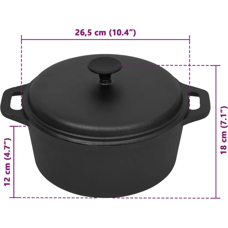 vidaXL Topf Ø26,5 cm Gusseisen 313362 – Bild 8