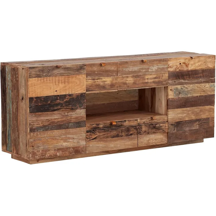 Sideboard massivum Oldwood braun 180x75x40 cm Altholz TV-Sideboard Anrichte rustikal Boho Landhausstil Wohnzimmer Holzkommode