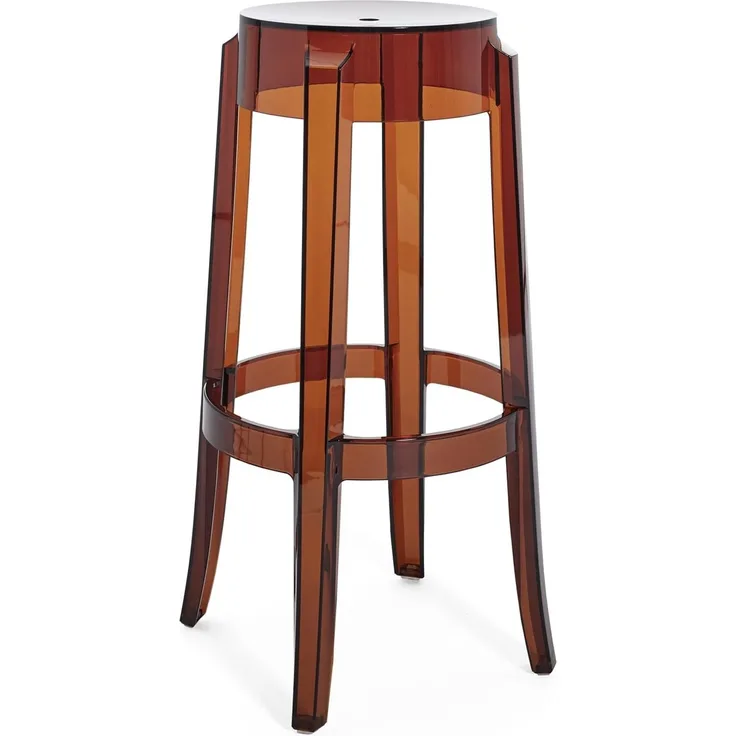 Kartell Charles Ghost, Hocker, 2-er Satz, H 75 cm, Bernstein