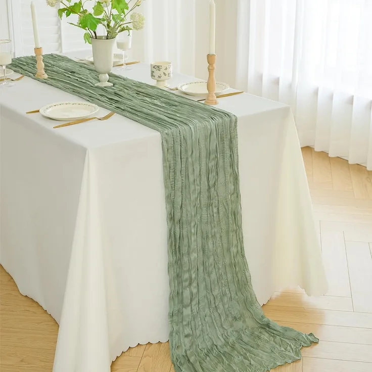 1 Stück – Tischläufer im böhmischen Stil, Käsetuch, 35x120 Zoll, Deko für Feiern, Grün