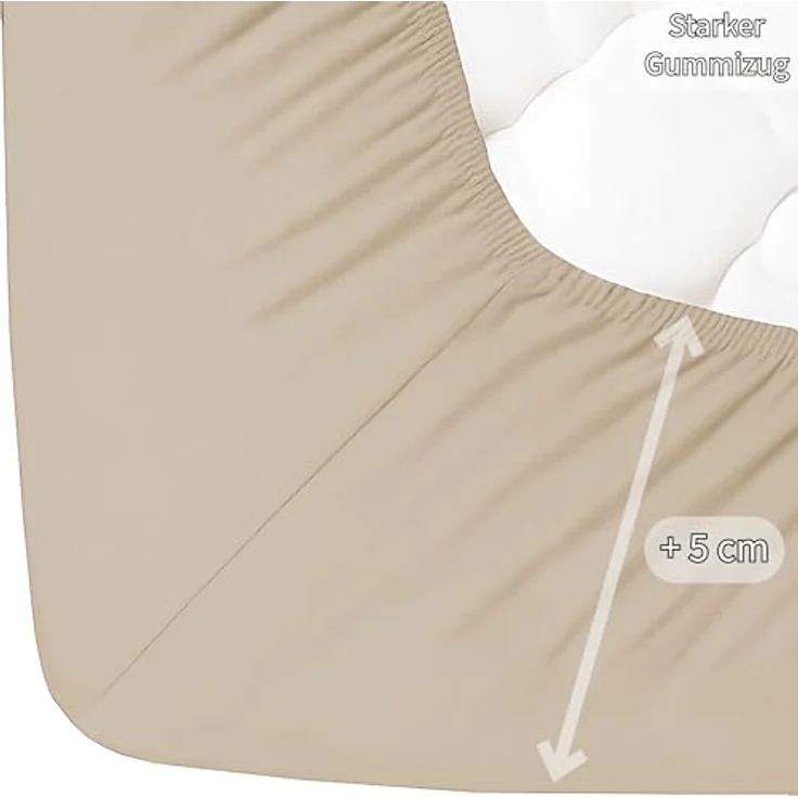 Jersey Spannbettlaken Baumwolle 100x200+30 cm, diverse Farben Beige – Bild 8