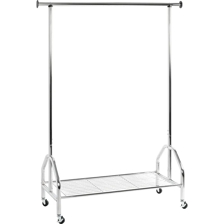 Garderobenstange >43090< Rollgarderobe, in chrom, Metall - 120x165x50cm (BxHxT)