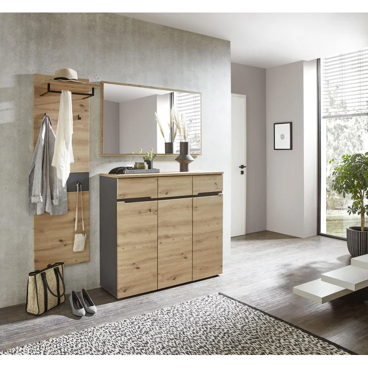 InnoStyle Garderoben Set MEMPHIS GH82 Artisan Eiche Nachbildung 3-teilig 191x38x180 cm – Bild 2