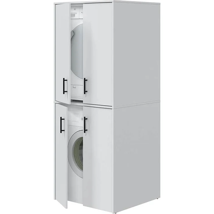 Waschmaschinenumbauschrank >LAUNDRY< (2-teilig) in weiss - 69x176x67 (BxHxT) – Bild 5