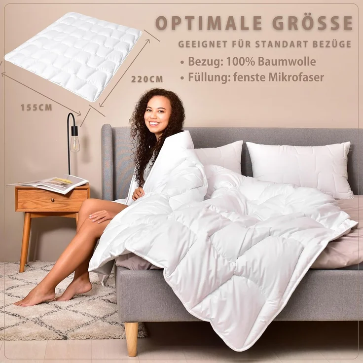SEI Design Microfaserbettdecke SWAN De Luxe Winter 155x220 cm, Füllung: 100% Polyester Mikrofaser, Bezug: 100% Baumwolle, Vegane Alternative zu Daunen – Bild 6