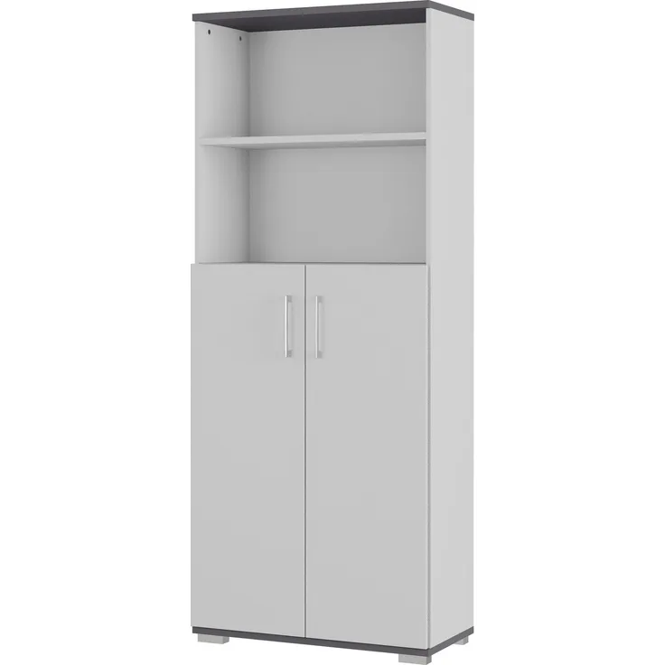 Germania Aktenschrank 4249-588 GW-Profi, in Lichtgrau/Graphit, mit Metallgriffen, 80 x 200 x 40 cm (BxHxT)