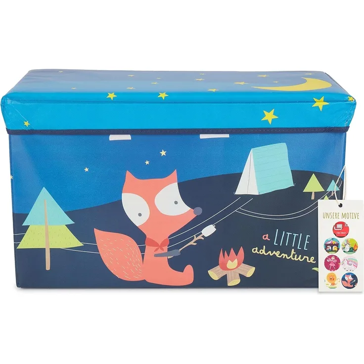 Große Spielzeug- und Staubox sowie Sitzbank fürs Kinderzimmer, Pfadfinder Camp, 60 x 30 x 35 cm, von Bieco