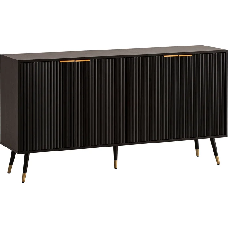 FINEBUY Sideboard FB104685 (150x81x39cm Anrichte, Schwarz Eiche-Dekor), Kommode Türen Standschrank, Hoher Kommodenschrank – Bild 6