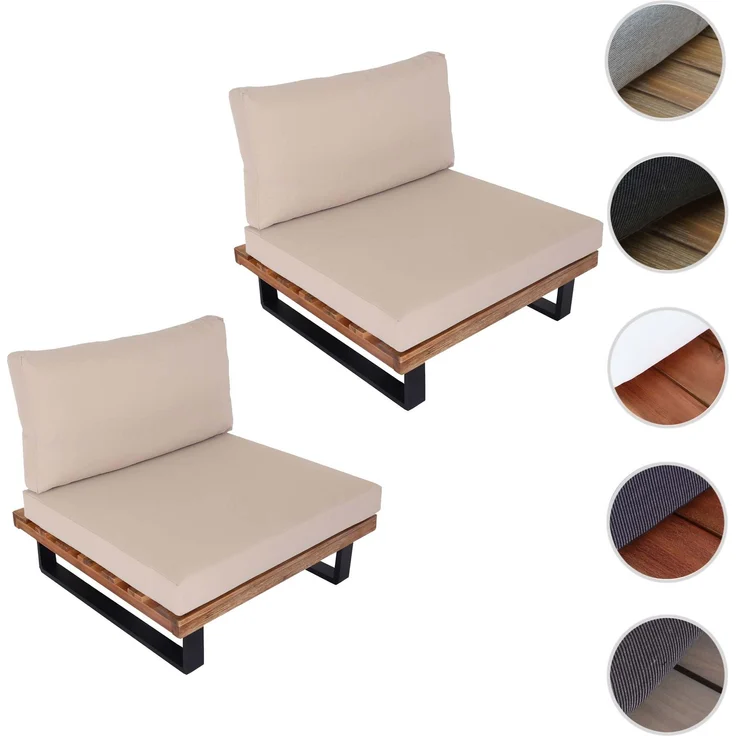 2er-Set Lounge-Sessel HWC-H54, Garten-Sessel, Spun Poly Akazie Holz FSC-zertifiziert Alu ~ hellbraun, Polster beige – Bild 10