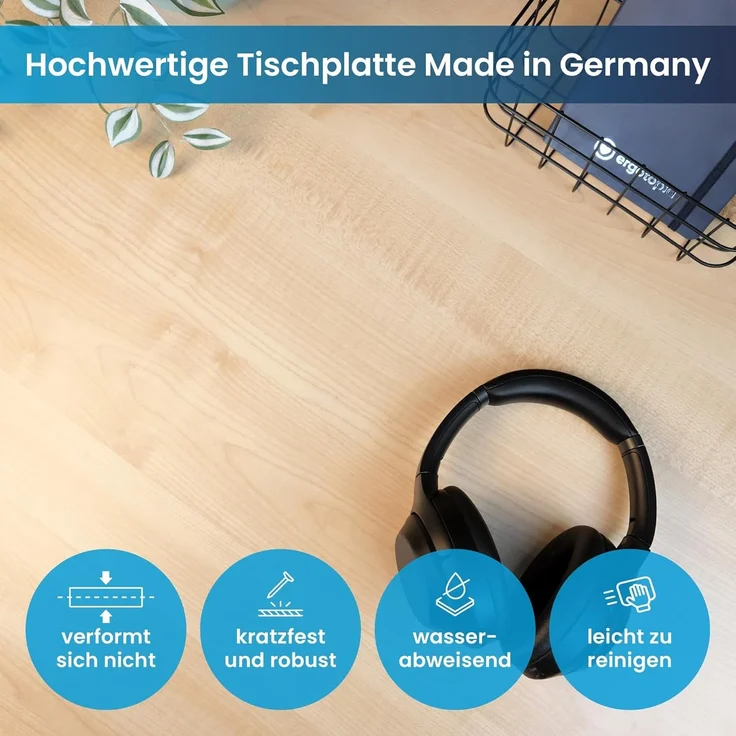 Desktopia Pro X - Elektrisch höhenverstellbarer Schreibtisch / Ergonomischer Tisch mit Memory-Funktion, Ahorn, Gestell Schwarz, 160x80 cm – Bild 7