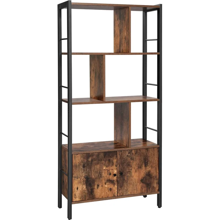 Vasagle Bücherregal, Bücherschrank mit 4 offenen Regalebenen, geräumiger Wohnzimmerschrank, Küche, Büro, stabiles Stahlgestell, Industrie-Design, Vintagebraun-schwarz von Songmics LBC022B01