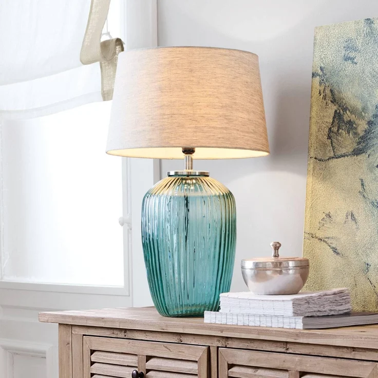 Mirabeau Tischleuchte Tischlampe Fenis creme/grün – Bild 2