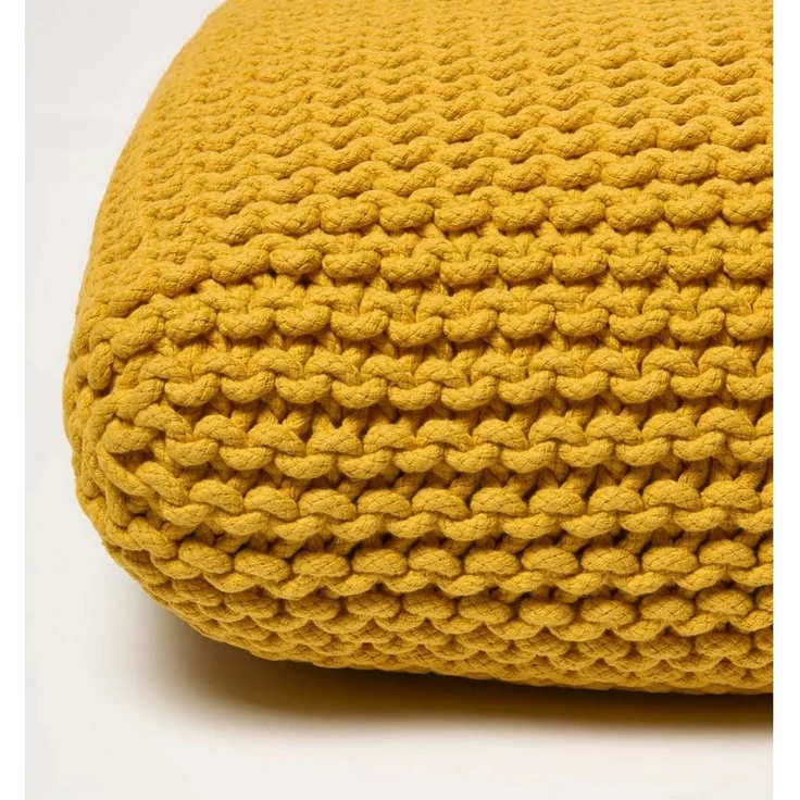 Homescapes Pouf Bodenkissen groß gelb Bezug 100% Baumwolle – Bild 3