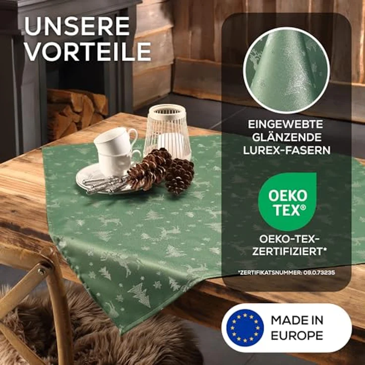Beautex Tischdecke Lurex Tischdecke Weihnachten, Silber Gold glänzend, Weihnachtstisch (1-tlg) – Bild 4