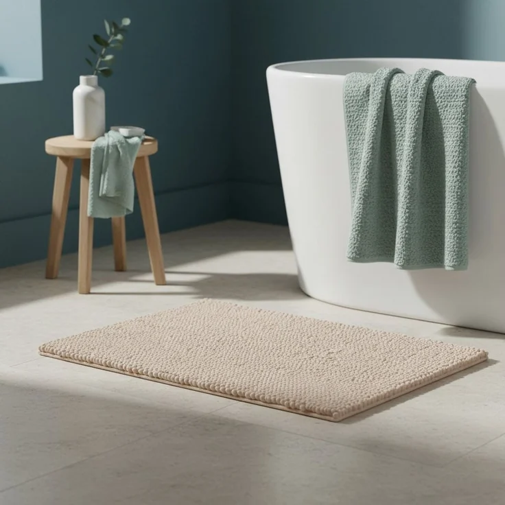 OTTO home Badematte Vanessa Chenille, Standard & Premium, 15mm oder 20mm, auch als 2er Set, rutschhemmend beschichtet, schnell trocknend, strapazierfähig, fußbodenheizungsgeeignet, Polyester, rechteckig, Uni Farben, besonders weich, flauschig, Badvorleger – Bild 2
