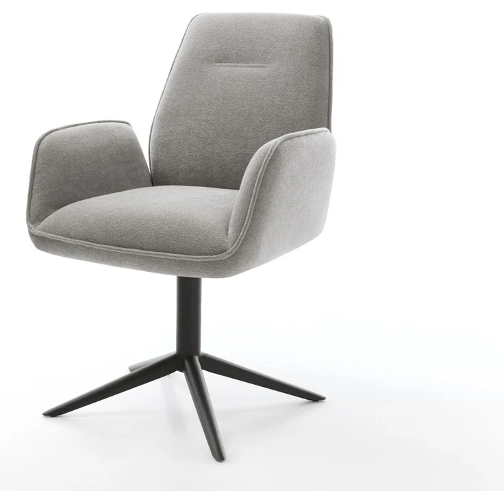 Drehstuhl Zoa-Flex Strukturstoff Soft Grau Fußkreuz Schwarz 360° drehbar Wippfunktion Taschenfederkern – Bild 1