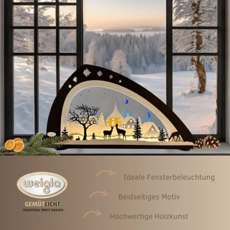 Weigla LED Schwibbogen Stille Nacht, Erzgebirge garantiert, aus Buchenholz & Acrylglas – Bild 4