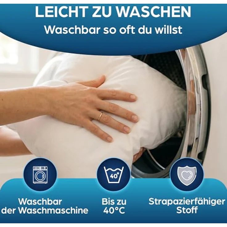 Flowen Kissen 45x45 Kopfkissen 2er Set für Sofa und Bett Innenkissen Hypoallergene Anti-Milben Kissenfüllung mit Weicher Gesteppter Kissenbezug 100% Polyester für Haus/Hotel – Bild 7
