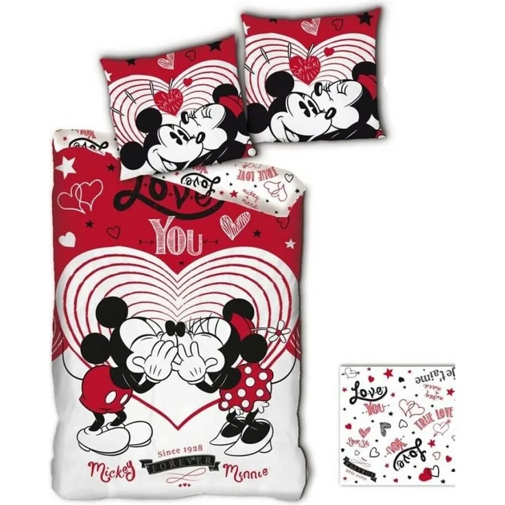 Disney Bettbezug Mickey & Minnie 140x200 cm Polyester rot