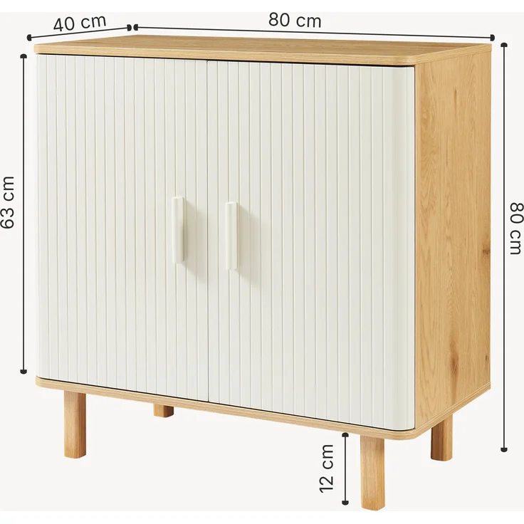 Sideboard Ferrersp mit 2 Türen 80x80x40 cm Eicheoptik/Sandfarben [en. casa] – Bild 5