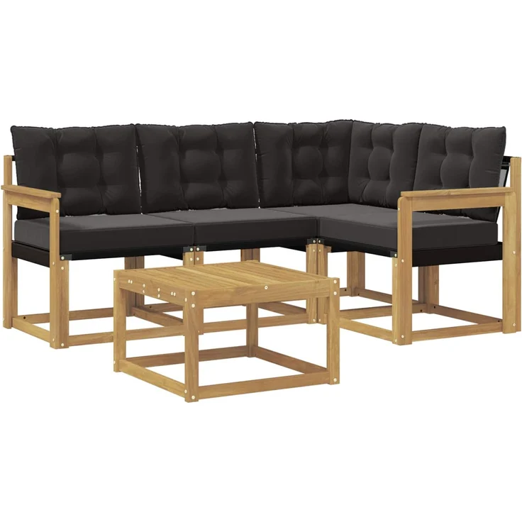 vidaXL Outdoor-Sofagarnitur mit Kissen 5 pcs Weiß und Schwarz 3389446 – Bild 2