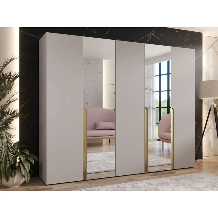 Kleiderschrank Veluna II 250 (Farbe: Cashmere / Cashmere + Gold) – Bild 2