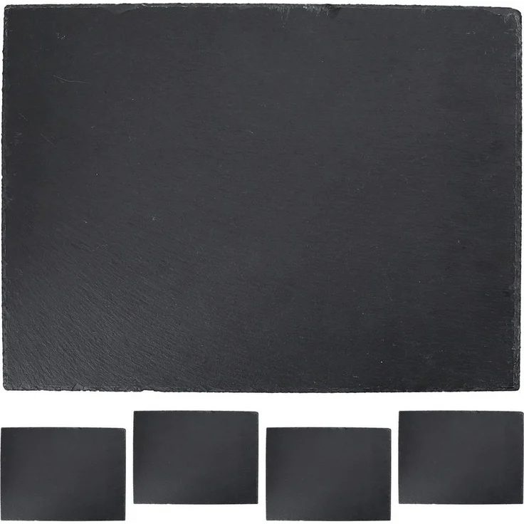 CEPEWA Servierplatte Schieferplatte 4er Set Ø33cm rund Filzschoner Servierplatte, (4-tlg) – Bild 5