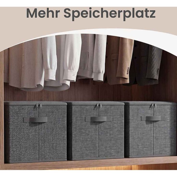 SONGMICS Faltbare Aufbewahrungskisten mit Griffen, 6er Set, Kleidung Organizer, Vliesstoff, 40 x 30 x 25 cm, grau – Bild 4