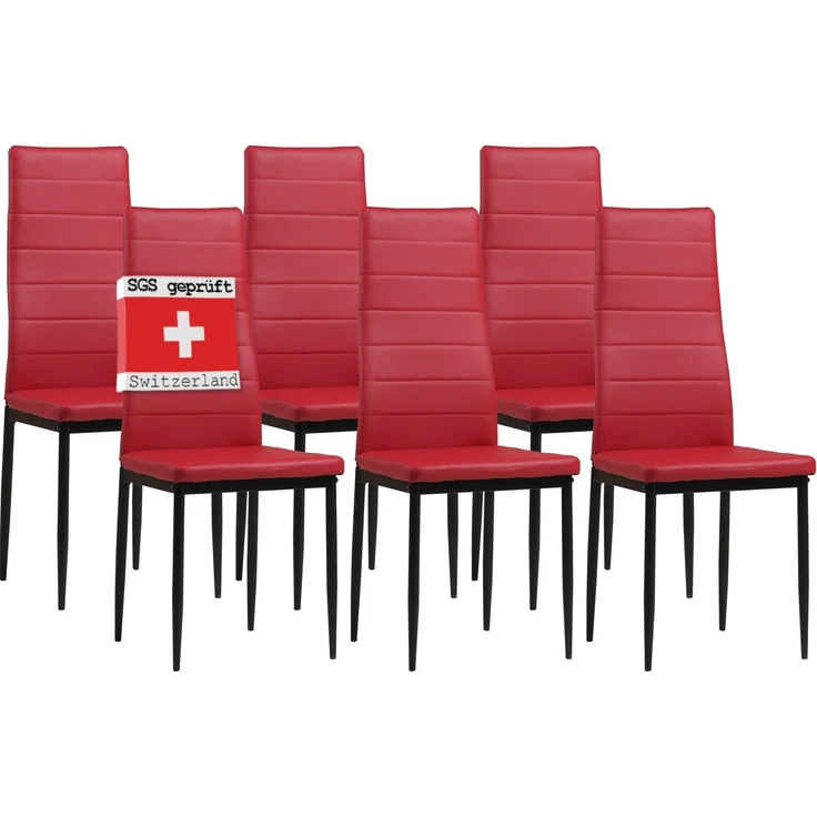 Albatros Esszimmerstühle MILANO 6er Set, Rot - Polsterstuhl mit Kunstleder-Bezug, Modernes Stilvolles Design am Esstisch - Küchenstuhl oder Stuhl Esszimmer mit hoher Belastbarkeit bis 110kg – Bild 1