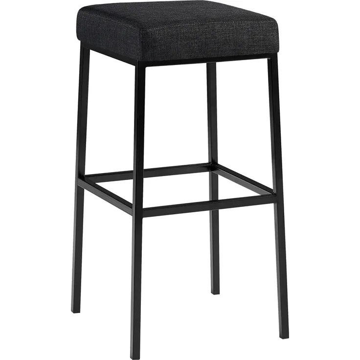 Barhocker BIDAN - Stoff Dunkelgrau 37x37x78 cm | Barstuhl Mit Lehne Tresenhocker Tresenstuhl Kneipenhocker Kneipenstuhl