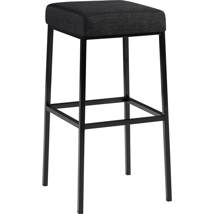 Barhocker BIDAN - Stoff Dunkelgrau 37x37x78 cm | Barstuhl Mit Lehne Tresenhocker Tresenstuhl Kneipenhocker Kneipenstuhl – Bild 1