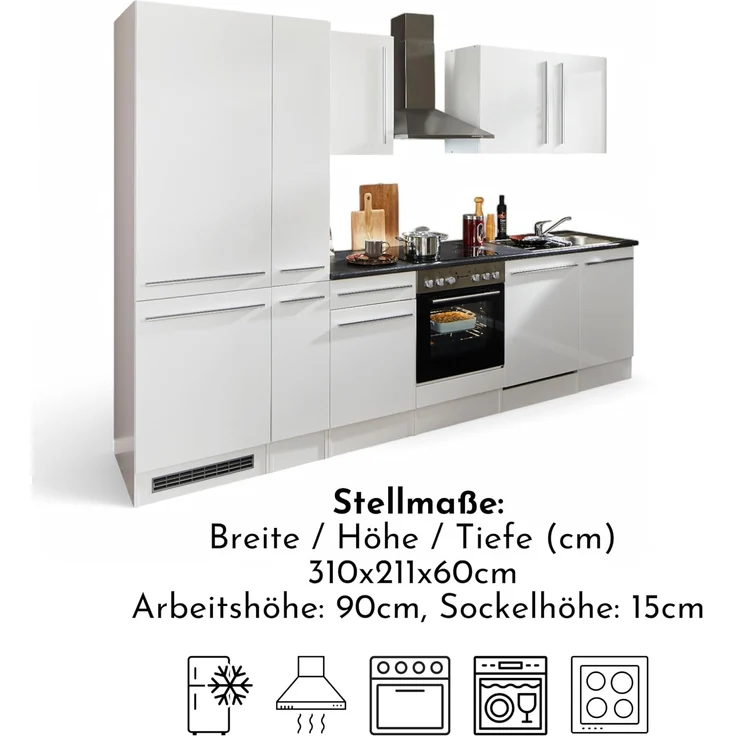 BASIC by Balculina Küchenzeile Jazz, Breite 310 cm, wahlweise mit E-Geräten – Bild 4