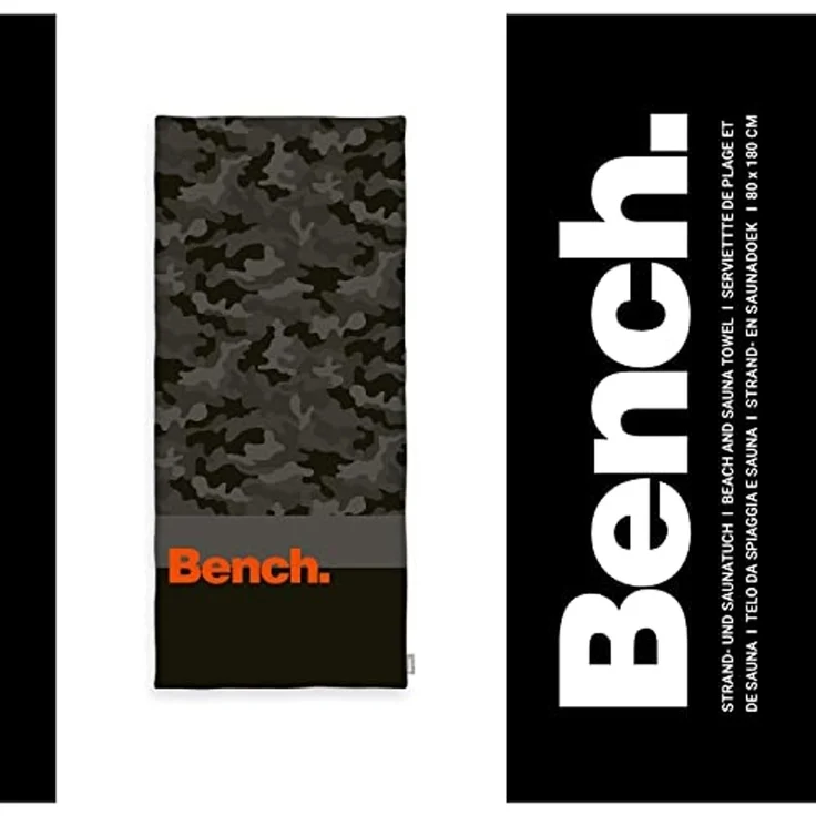 Bench Strand- und Saunatuch, Nature Inspired, 80x180 cm, 100 % Baumwolle, Velours, Mit Aufhänger, Farbe: Grau Tarnmuster, Art. Nr.: 6112608537 – Bild 6