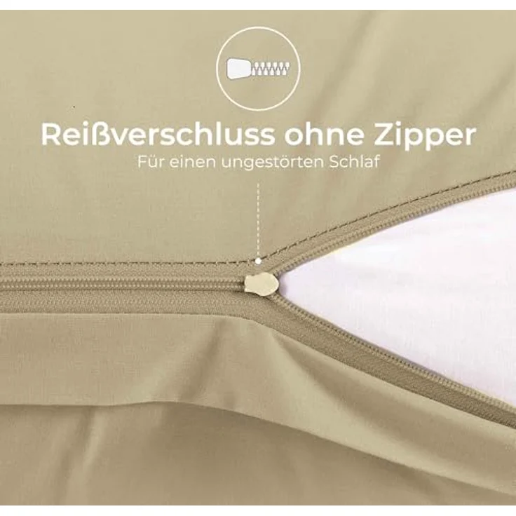 Kissenbezug 30x50 Renforcé Baumwolle (2er-Set) - Beige - Dicht gewebt mit 57 Fäden/cm² - Kissenbezug 50x30 - Oeko Tex Zertifiziert - Dreamzie – Bild 5