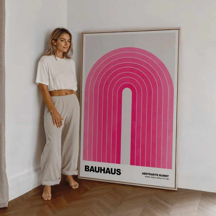 JUSTGOODMOOD Poster Bauhaus Abstrakte Kunst Pinke Retro Bogen Grafik im minimalistischen S, (1 St) – Bild 3