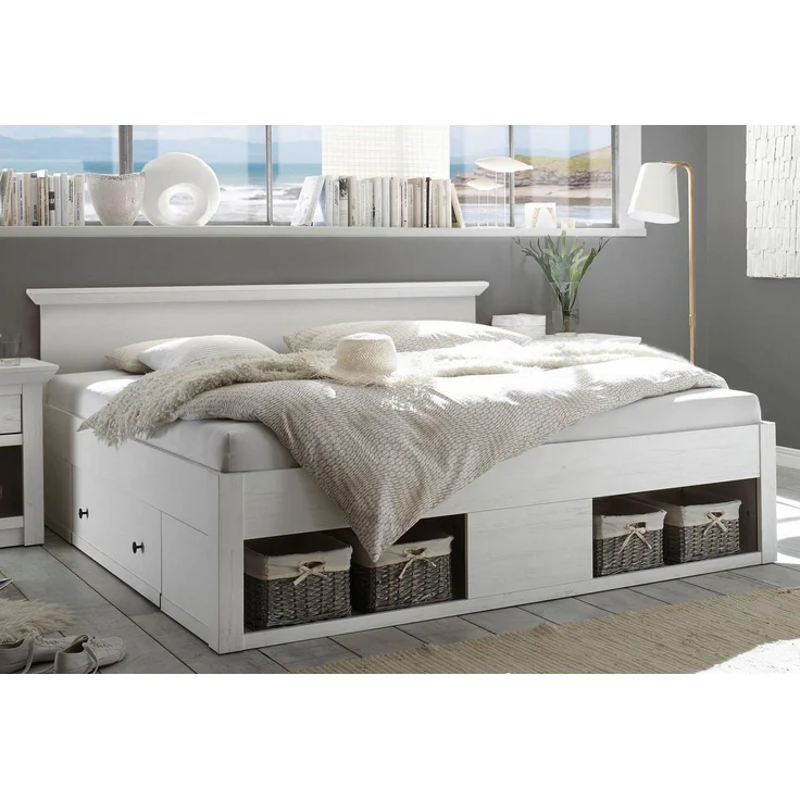 Home affaire Bett California Doppelbett im Landhausstil, Stauraumbett mit Schubladen, Bettgestell in 3 Breiten verfügbar, Liegefläche 90/140/180 x 200 cm – Bild 3