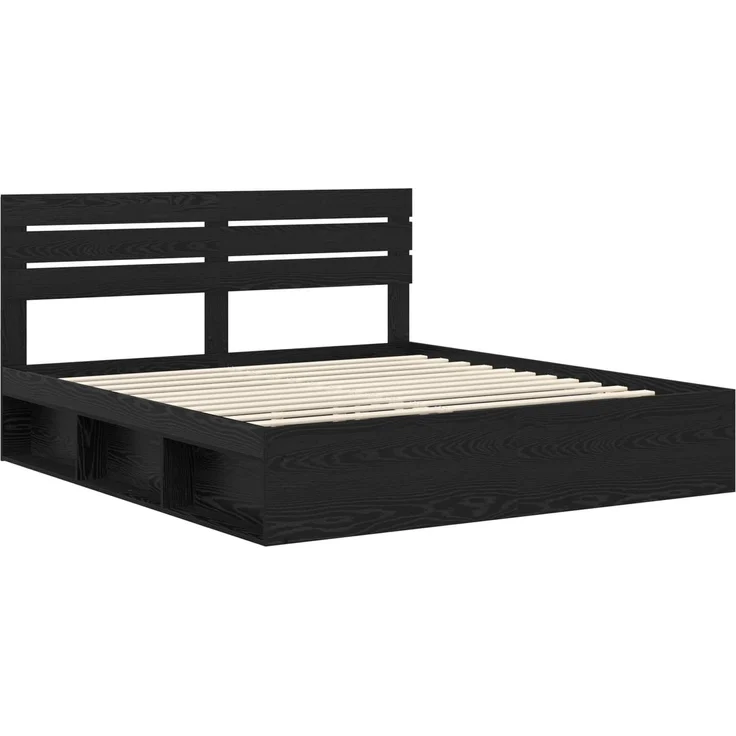 vidaXL Bettrahmen Schwarz 200 x 200 cm Massives Kiefernholz 3411376 – Bild 3