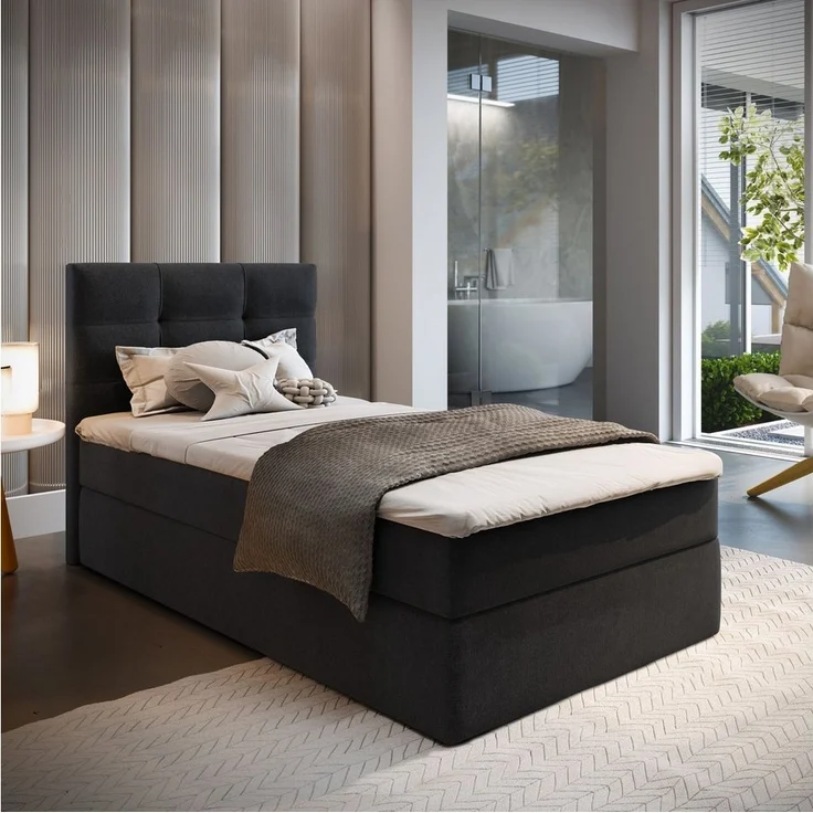 Masseno Boxbett GLOS 100x200 cm mit Bonell Matratze und Topper – Bild 1