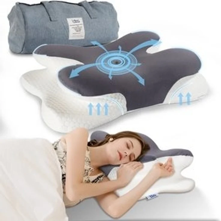 Esun Kopfkissen Nackenkissen, Memory Foam Kissen Nackenstützkissen Kopfkissen, Füllung: Kissenbezug besteht aus 18% Elasthan und 82% Nylon, Seitenschlafer, Rückenschlafer, Bauchschlafer, Set, Kissen vom OEKO-TEX® und CertiPUR Getestet, Kissen mit Reise... – Bild 6