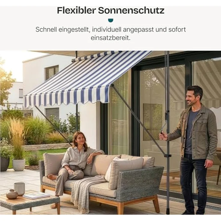 Klemmmarkise Stem 250x120x220-309 cm Dunkelblau / Weiß [pro. tec] – Bild 6