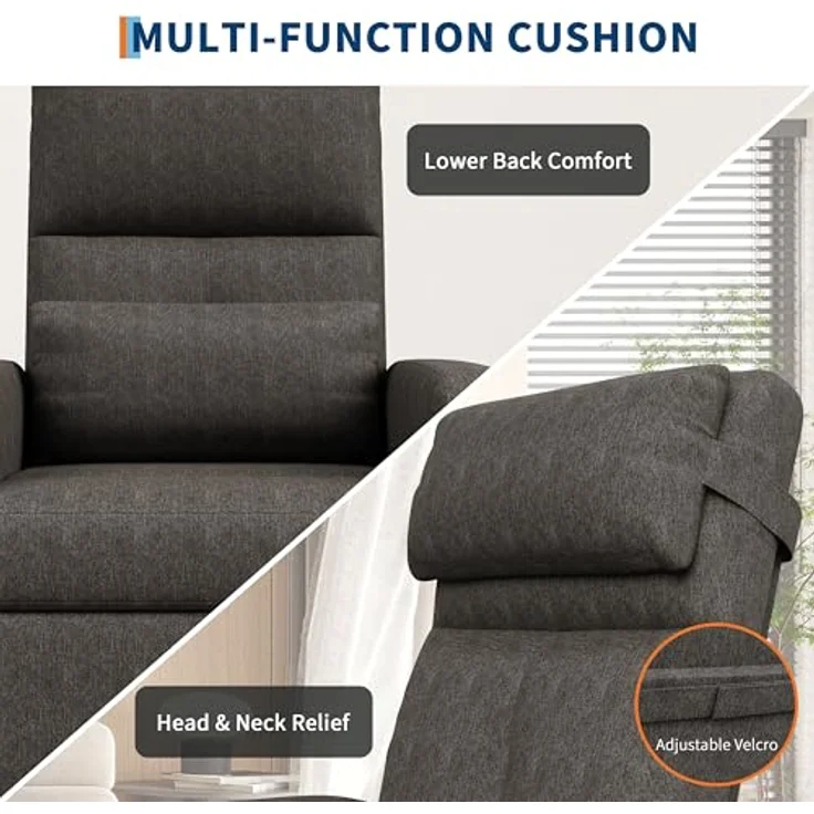 GarveeHome Fernsehsessel Elektrisch Relaxsessel Ruhesessel, massagesessel mit wärmefunktion, Verstellbarer Fernsehsessel mit Fußstütze, Einzelsofa,für Wohnzimmer, Schlafzimmer oder Büro (Braun) – Bild 8