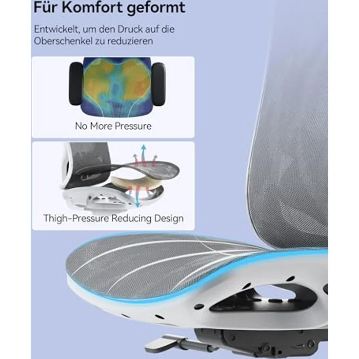 SIHOO M57 Ergonomischer Bürostuhl mit 3-Wege-Armlehnen, Lendenwirbelstütze und Verstellbarer Kopfstütze Hohe Rückenlehne Neigungsfunktion – Bild 12