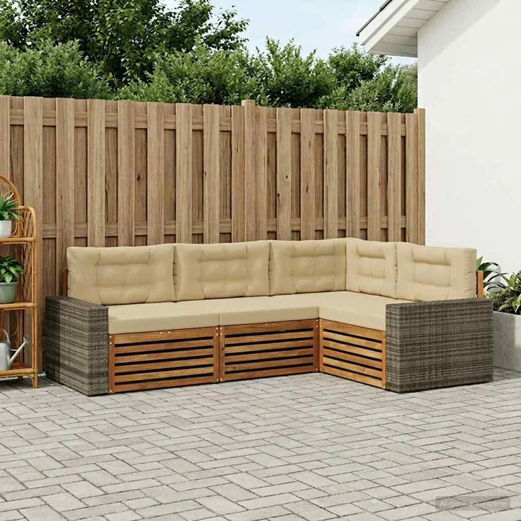 vidaXL Outdoor-Sofagarnitur 4 stk. 4-Sitzer Natur und Beige 3383311 – Bild 1