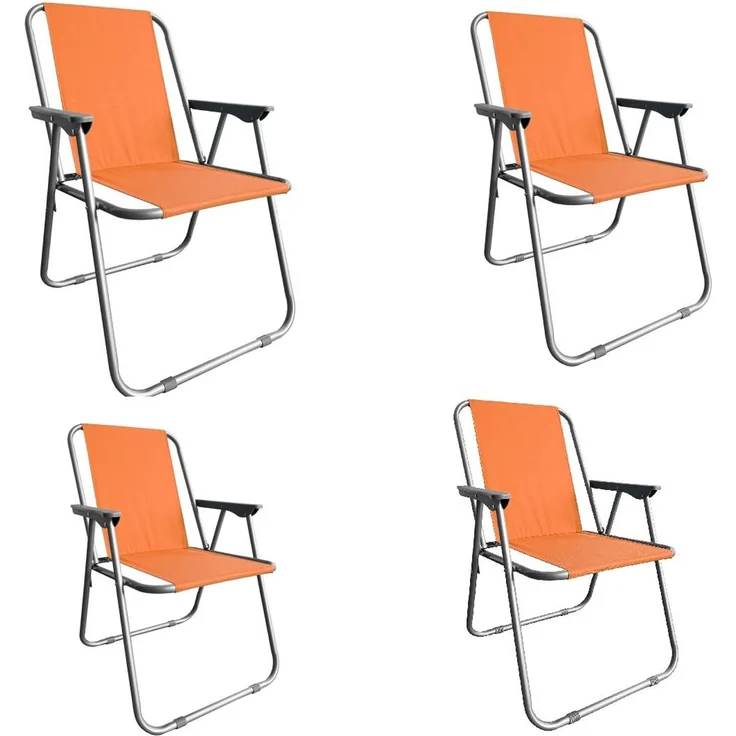 Campingstuhl Anglersessel Gartenstuhl Sessel mit Armlehne orange 4er Set