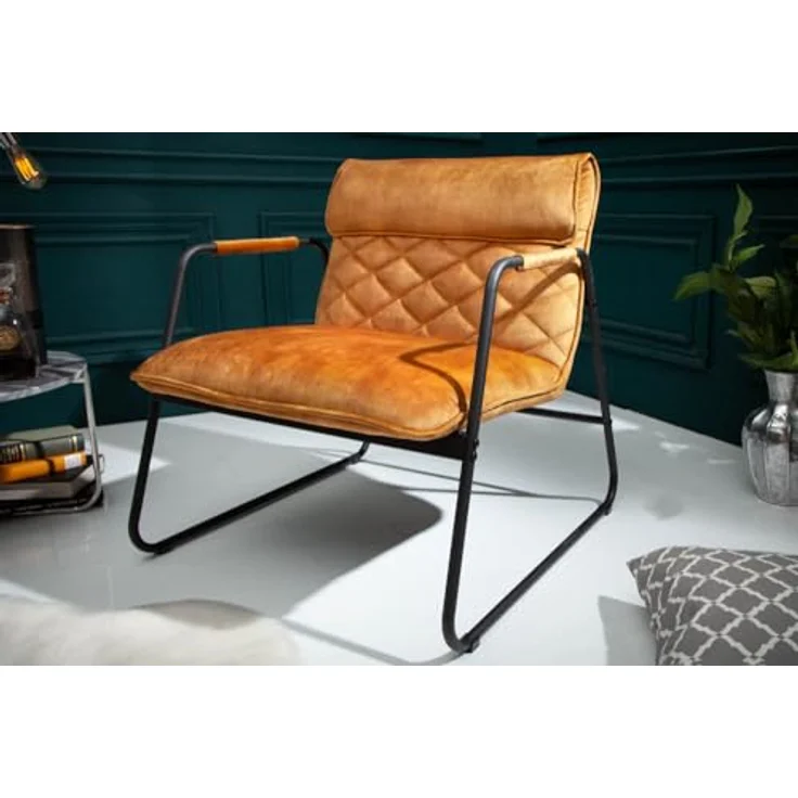 riess-ambiente Sessel MUSTANG LOUNGER senfgelb, Loungesessel · Samt-Bezug · Wohnzimmer · Retro – Bild 7