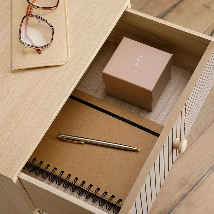 IDIMEX Nachttisch PELO, Nachttisch Nachtkommode Nachtkasten 2 Schubladen mit Ziernuten Paulown – Bild 7