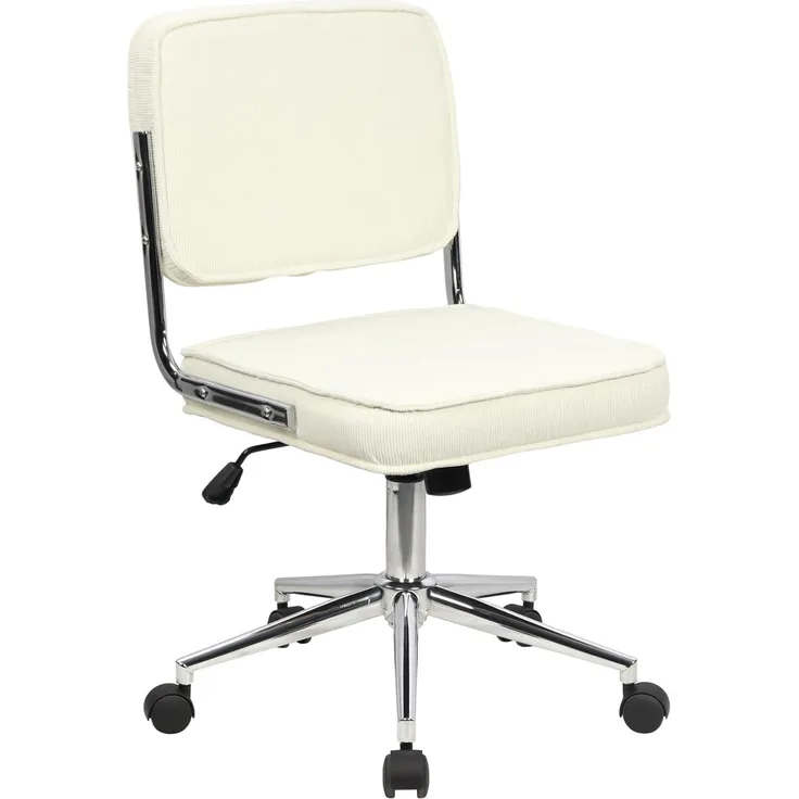 SVITA Schreibtischstuhl LIV, Höhenverstellbar, Bezug aus Cord, Bürostuhl, Rollen, Drehstuhl, Weiß
