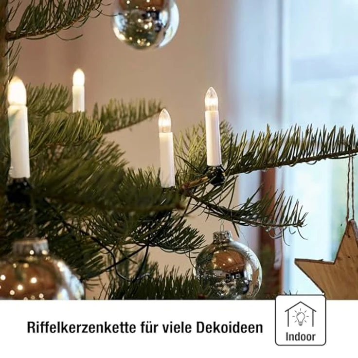 Hellum Lichterkette Weihnachtsbaum innen Made in Germany, Christbaumbeleuchtung mit Clips, 30 Lichter, 2030 cm beleuchtet, grünes Kabel und weißer Schaft, für Innenbereich mit teilbaren Stecker 813012 – Bild 6