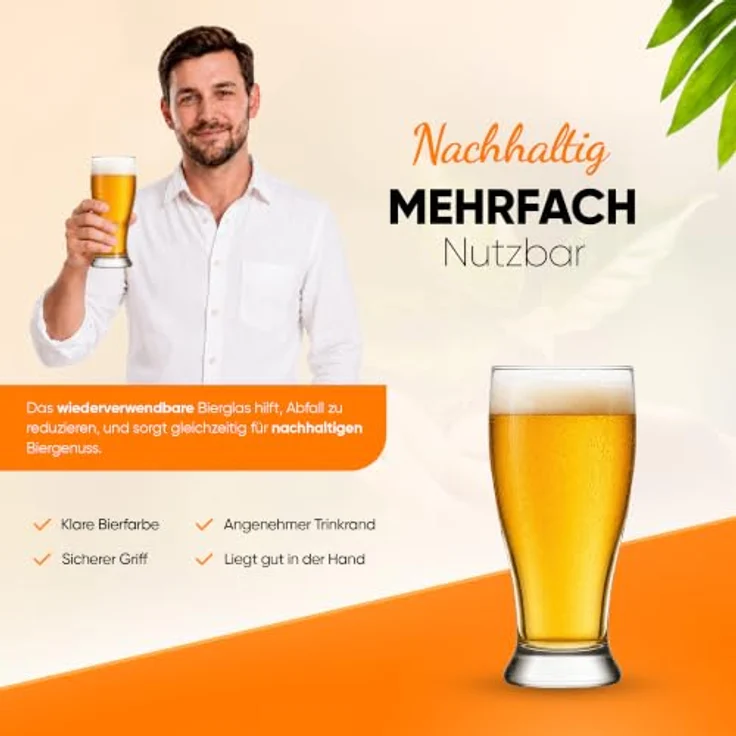 LAV Gläser-Set Brotto Bierglas, 6-tlg, Glas, 6er Set, 565ml, ideal für Biergenuss – Bild 4